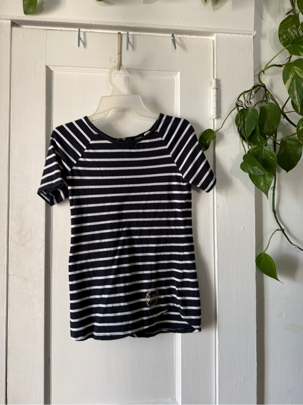 Michael Kors size S Navy and White Striped Short Sleeve Tee